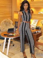 Front Button Up Belted Jumpsuit