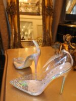 Silver Embellished Perspex Court Heels