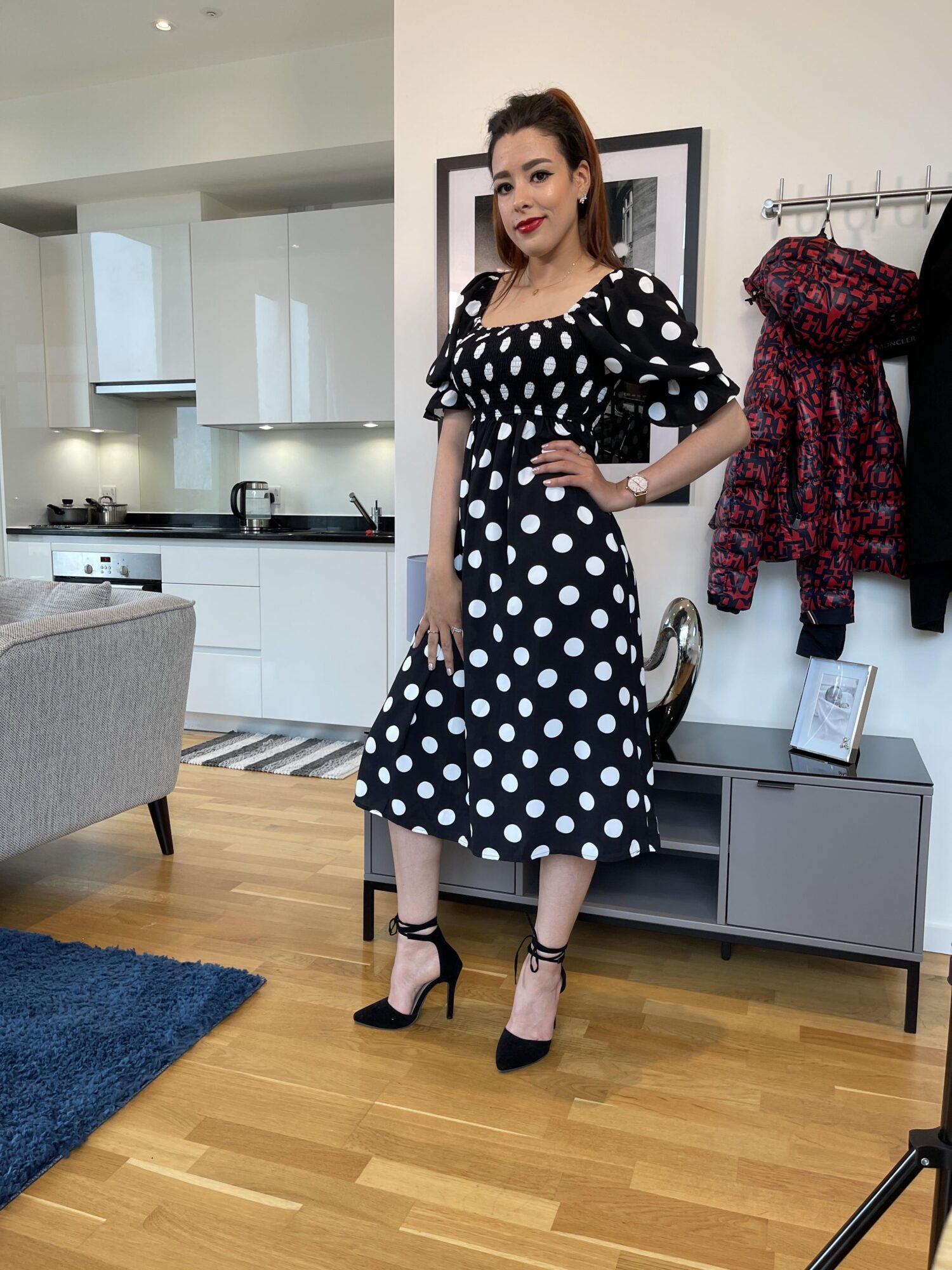 Polka Dot Square Neck Shift Dress