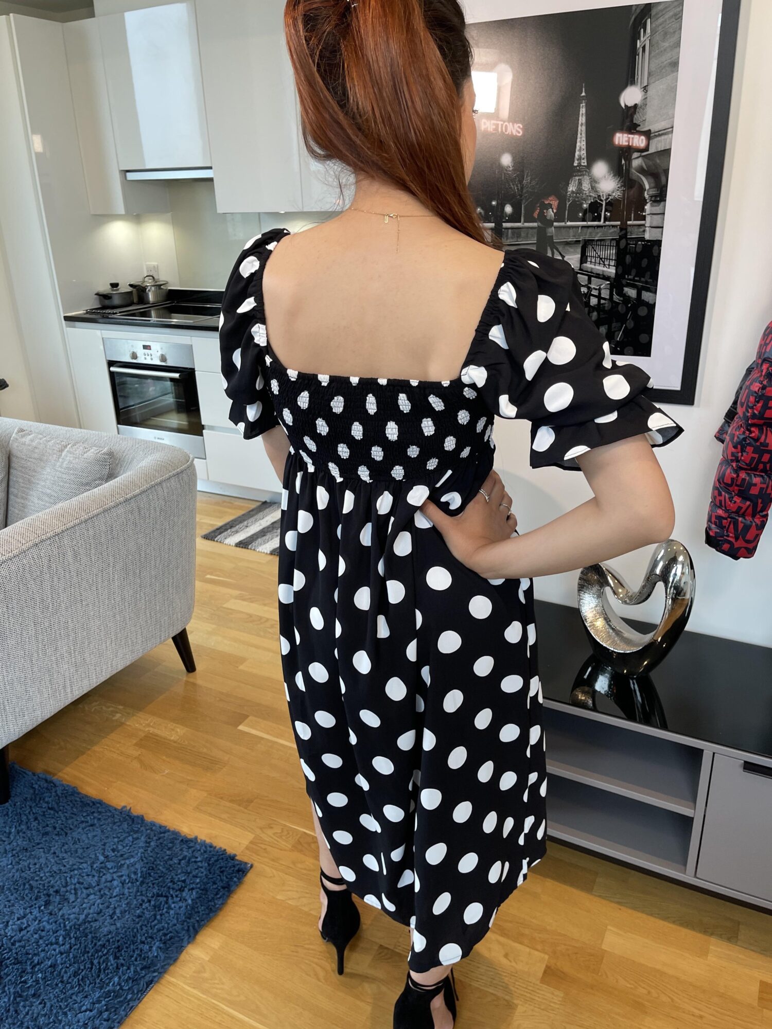 Polka Dot Square Neck Shift Dress