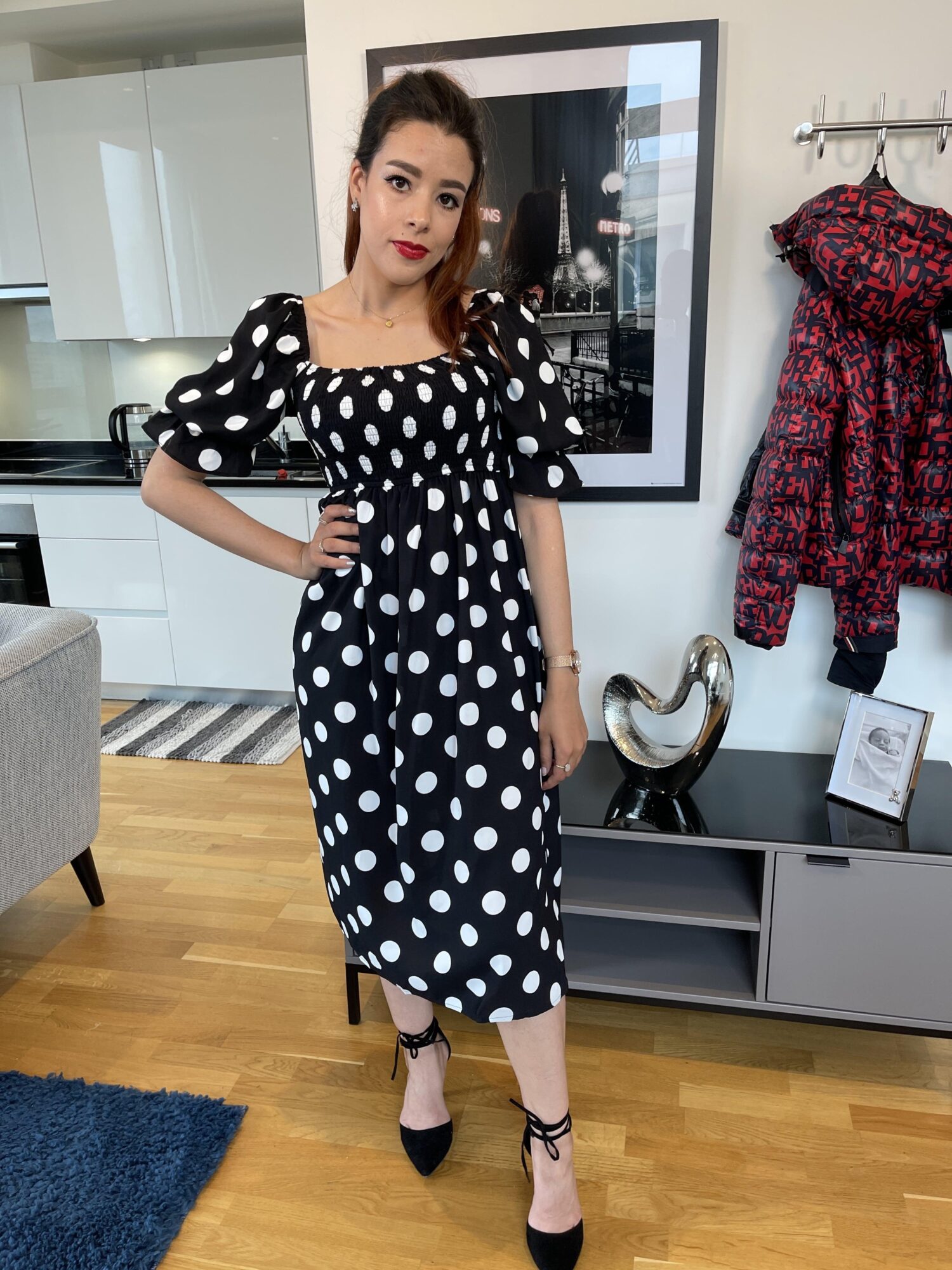 Polka Dot Square Neck Shift Dress