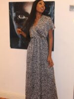 Animal Satin Wrap Maxi Dress