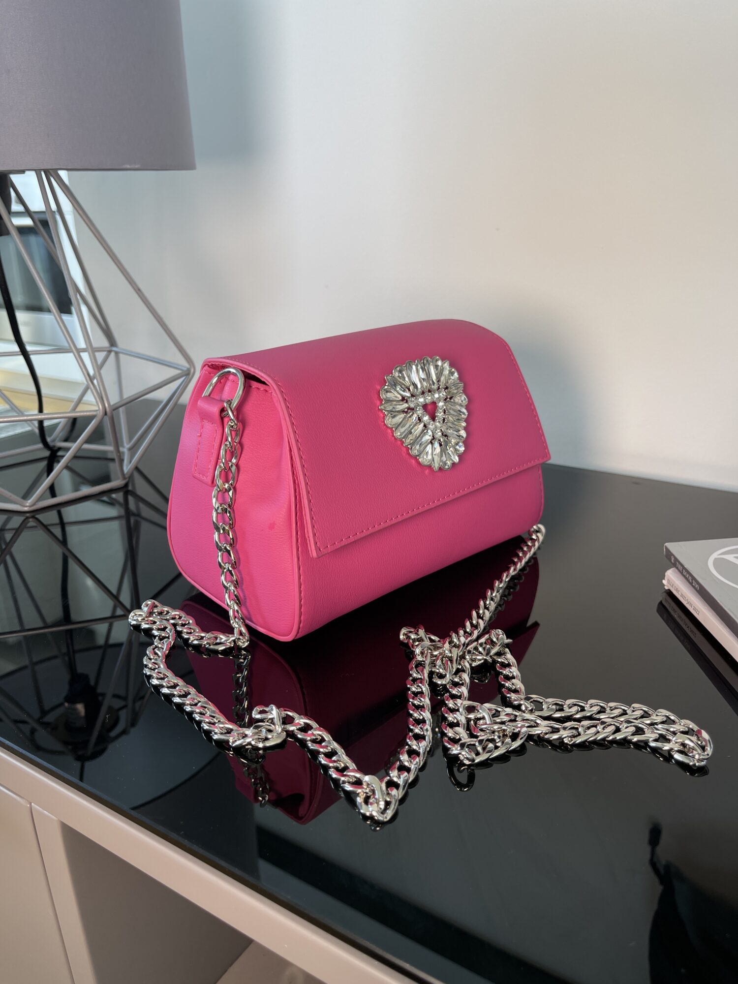 Pink Cross Body Bag With Crystal Detail