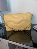 Hand Bag With Gold Links Detail In Mustard