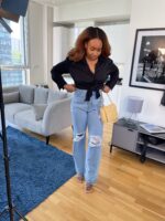 Hourglass high waist 'slouchy' mom jean with rips