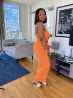 Orange Crop Top & Trouser Set
