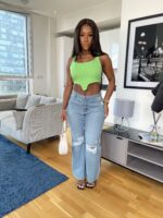 Pleated Crop Top In Mint