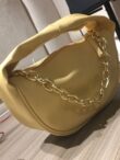 Leather Grab Bag With Chain Link In Mustard