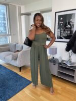 Belted Pleat Jumpsuit In Green