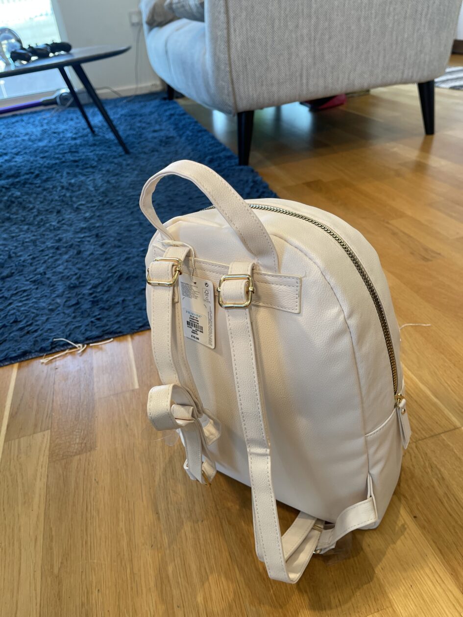 Leather Backpack With Flap In White