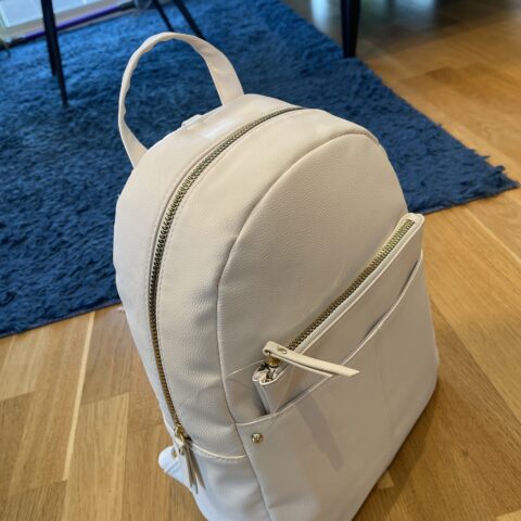 Leather Backpack With Flap In White