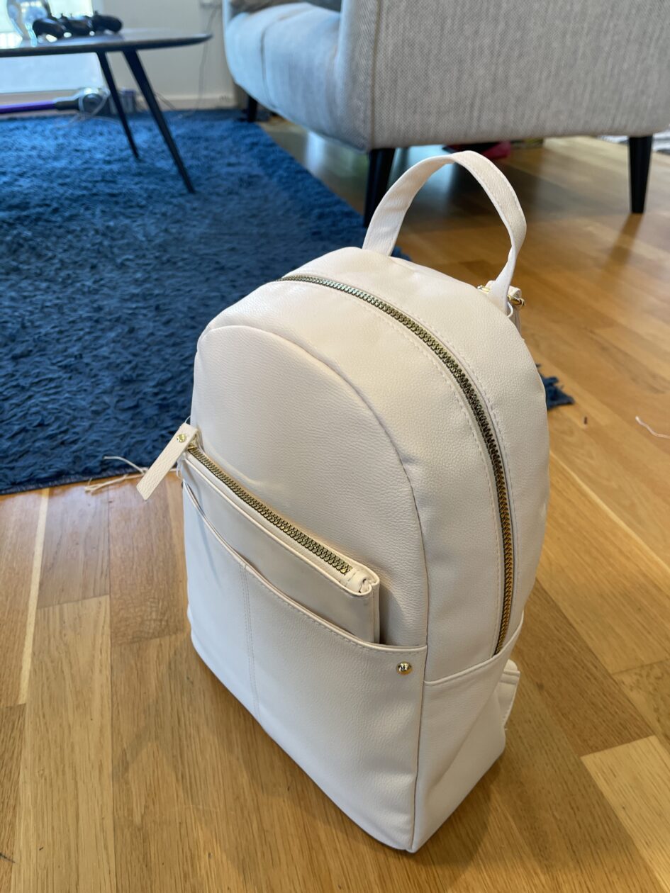 Leather Backpack With Flap In White